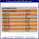 ارزش غذایی قطره مولتی ویتامین پدیابست 30 میلی لیتری