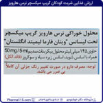 ارزش غذایی شربت کودکان گریپ میکسچر نرس هارویز ۱۴۵ میلی لیتر